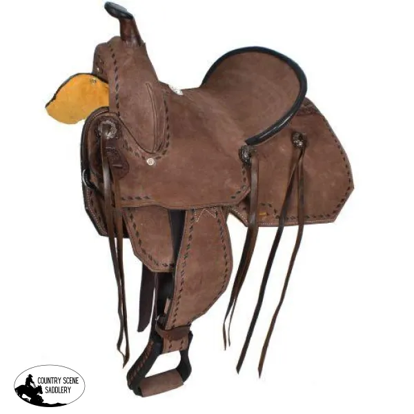 13" Double T  Youth/Pony Chocolate Roughout Barrel Saddle