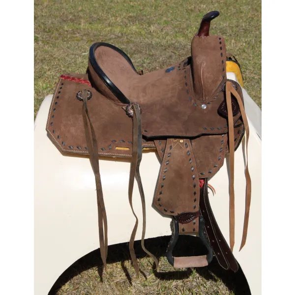 13" Double T  Youth/Pony Chocolate Roughout Barrel Saddle