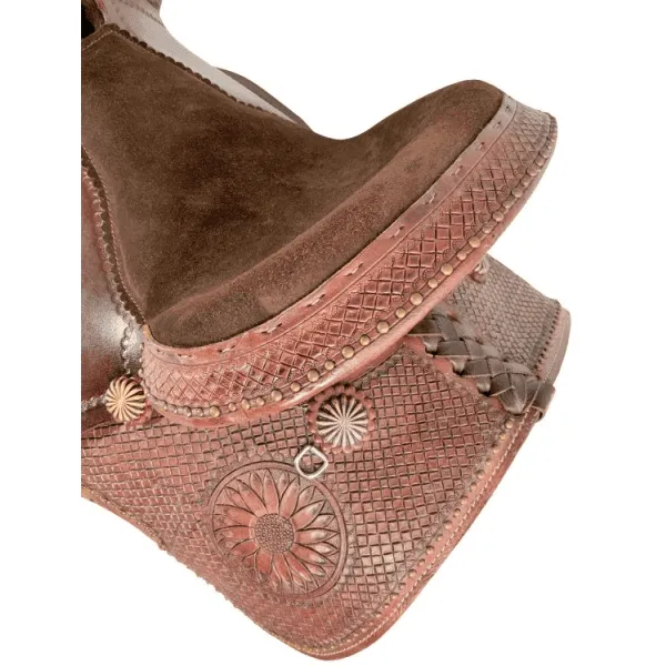 14", 15" Economy Barrel Style Saddle Set with basket stamp tooling.