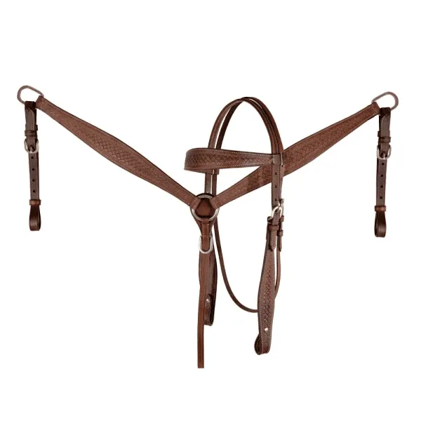 14", 15" Economy Barrel Style Saddle Set with basket stamp tooling.