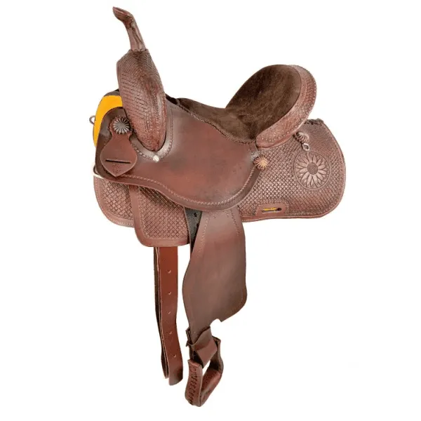 14", 15" Economy Barrel Style Saddle Set with basket stamp tooling.