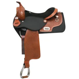 16"  DOUBLE T  CORDURA SADDLE WITH BASKET TOOLED LEATHER ACCENTS