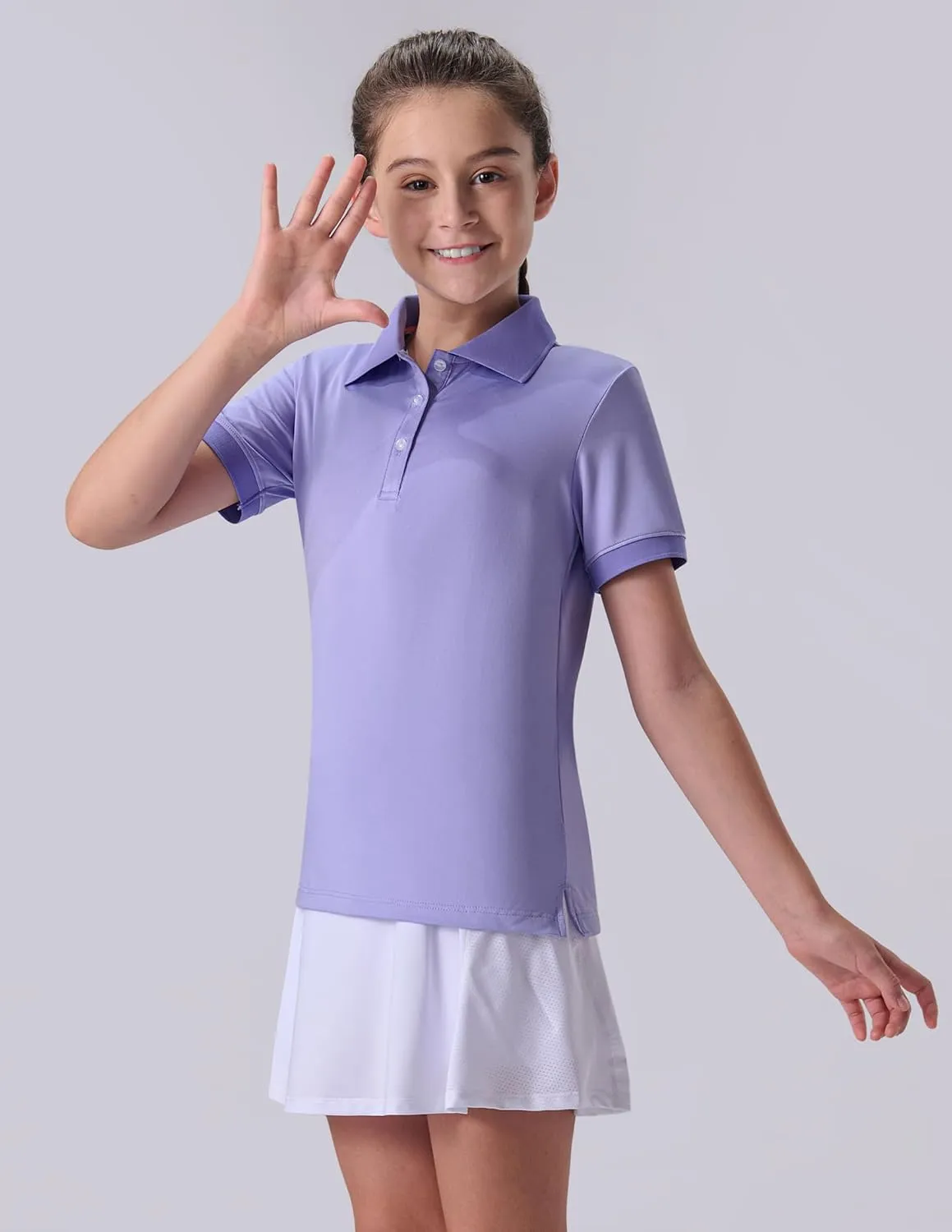 3 Pack Youth Girls' Performance Polo Shirts, Short Sleeve Pique Collared Kids School Uniform Tops