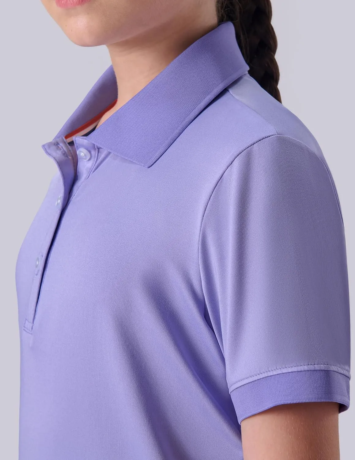 3 Pack Youth Girls' Performance Polo Shirts, Short Sleeve Pique Collared Kids School Uniform Tops