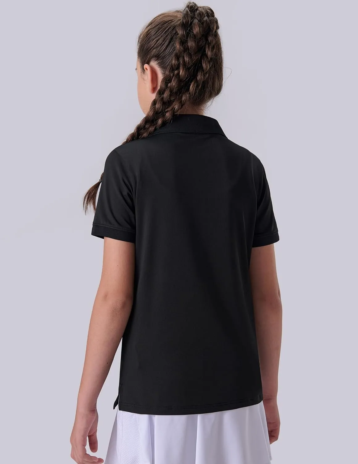 3 Pack Youth Girls' Performance Polo Shirts, Short Sleeve Pique Collared Kids School Uniform Tops