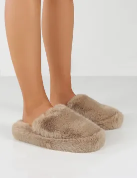 Baloo Stone Faux Fur Fluffy Slipper