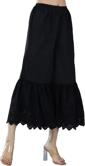 BEAUTELICATE Women Pettipants Half Slip Wide Leg Lace Trim Cotton Batiste Culotte Slip
