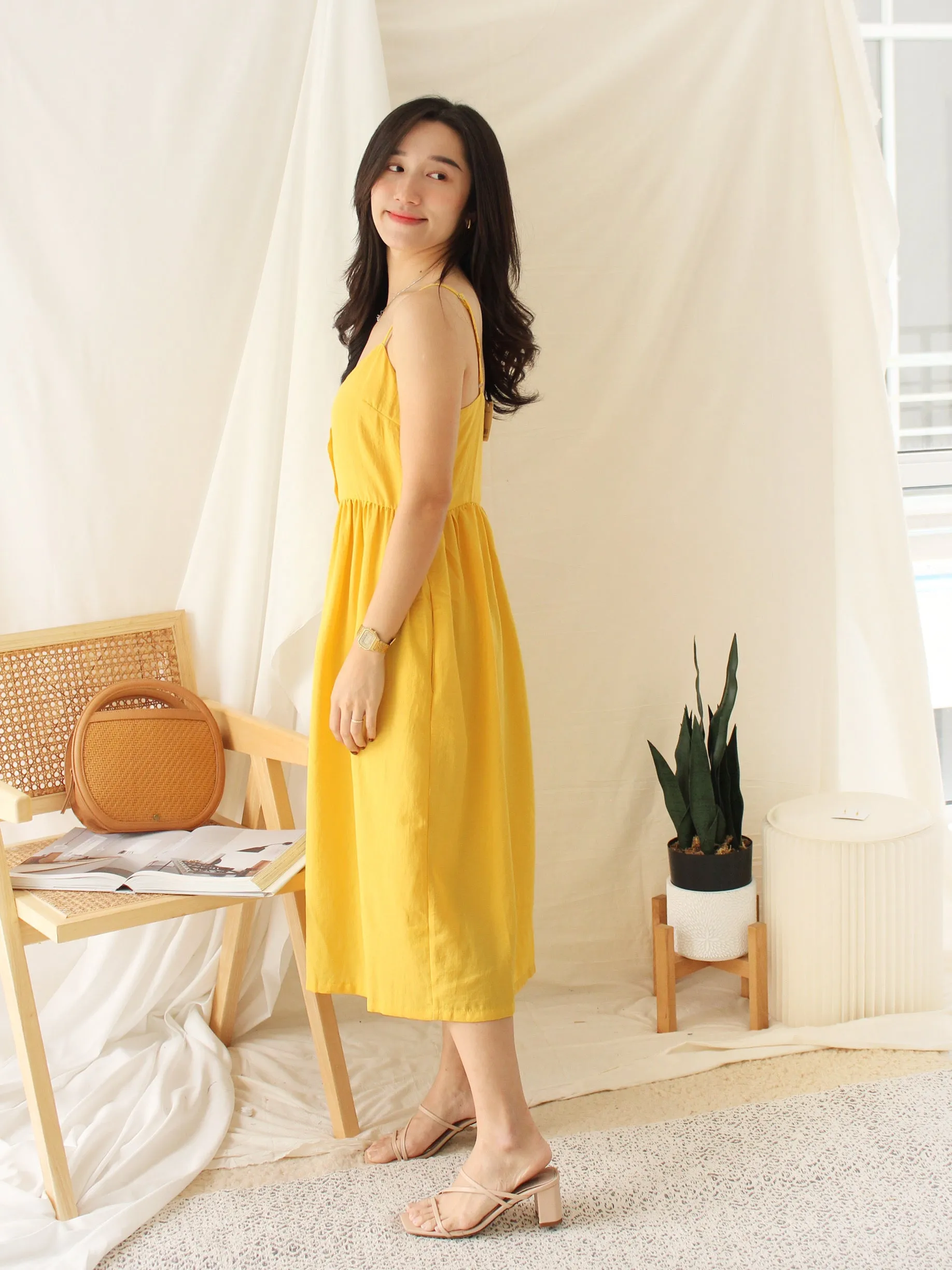 BERTHA STRAP BUTTON DRESS