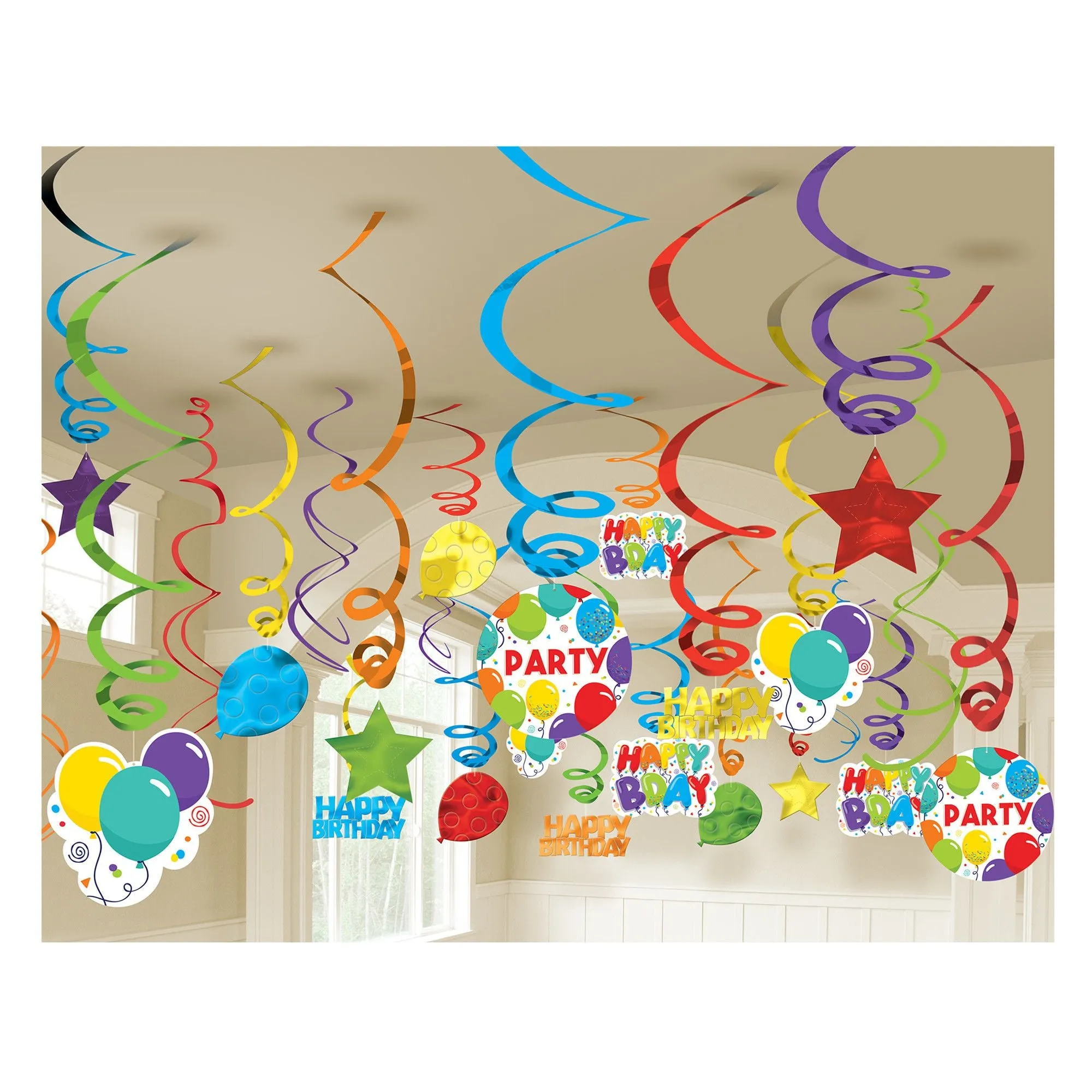 Birthday Celebration Mega Value Pack Hanging Swirls | 24 ct