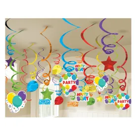 Birthday Celebration Mega Value Pack Hanging Swirls | 24 ct