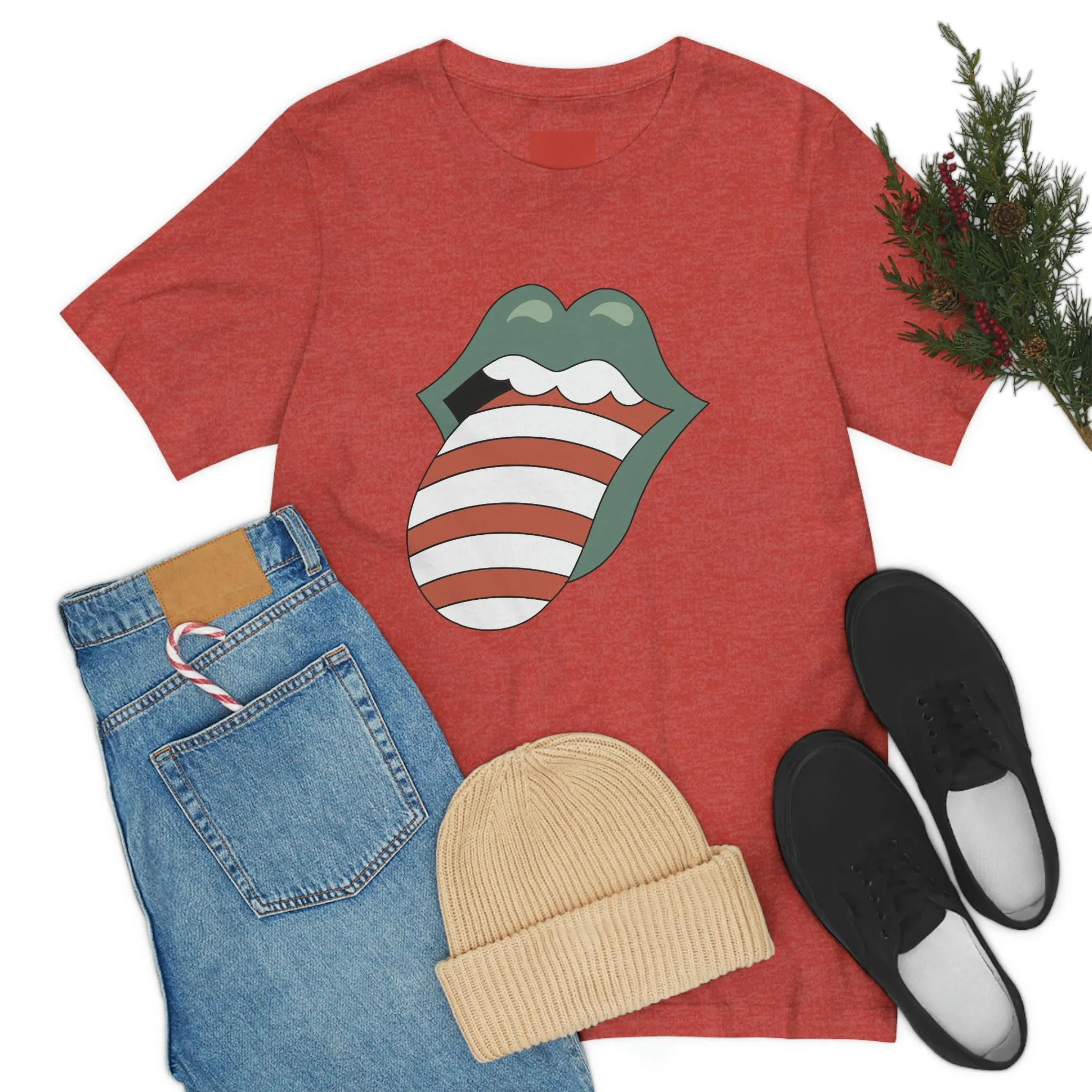 Christmas Tongue T-shirt Women's Unisex Jersey Short Sleeve Tee