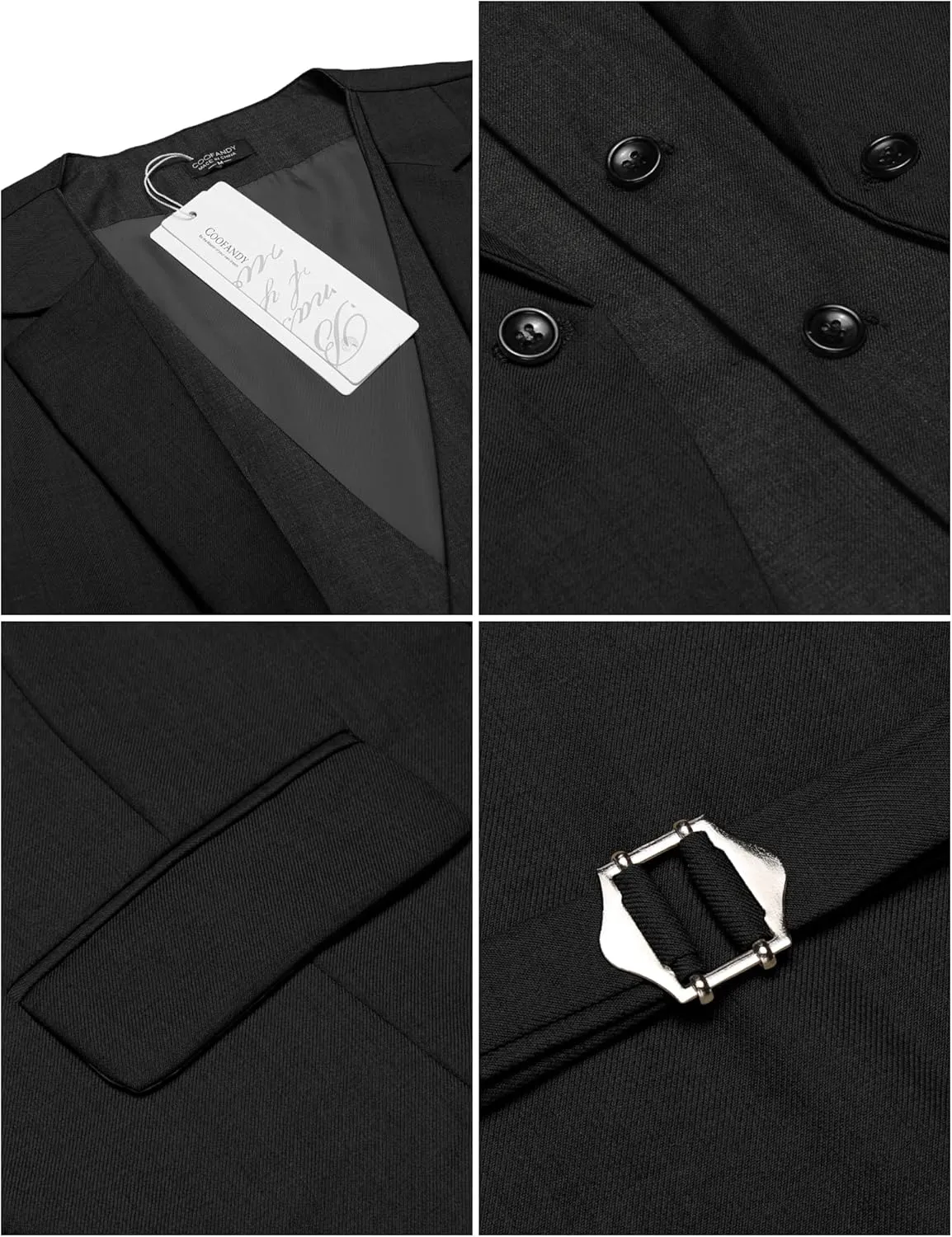 COOFANDY Men's Layered Suit Vest Business Dress Vests Formal Wedding Waistcoat Slim Fit