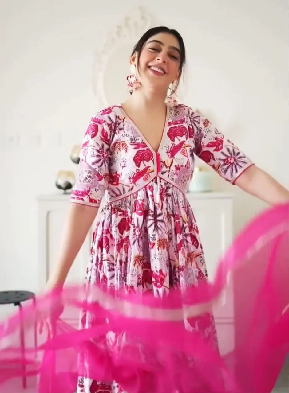 Festival & Party Ready Mesmerize in Pink Super-Hot Alia Cut Suit Set with Pauls Flair