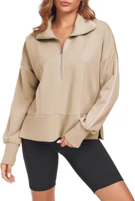 FUPHINE Women Cropped Sweatshirts Workout Half Zip Up Hoodies Long Sleeve Pullover Fashion Outfits Y2K Clothes 2024