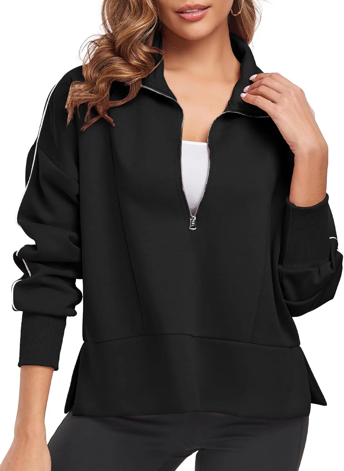 FUPHINE Women Cropped Sweatshirts Workout Half Zip Up Hoodies Long Sleeve Pullover Fashion Outfits Y2K Clothes 2024