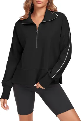 FUPHINE Women Cropped Sweatshirts Workout Half Zip Up Hoodies Long Sleeve Pullover Fashion Outfits Y2K Clothes 2024