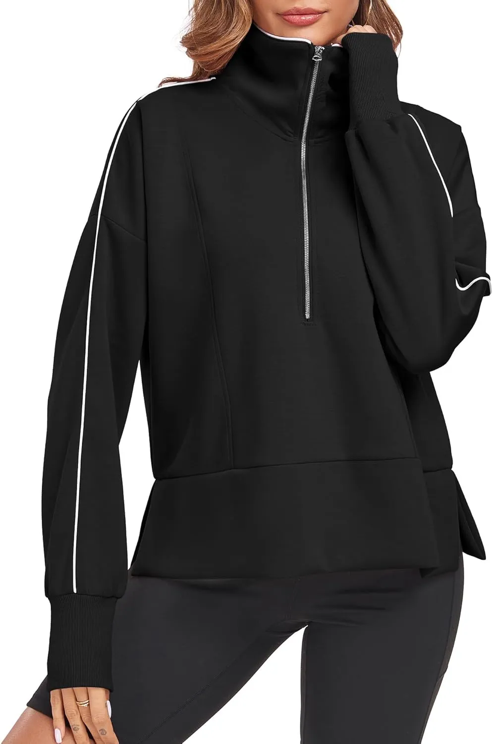FUPHINE Women Cropped Sweatshirts Workout Half Zip Up Hoodies Long Sleeve Pullover Fashion Outfits Y2K Clothes 2024