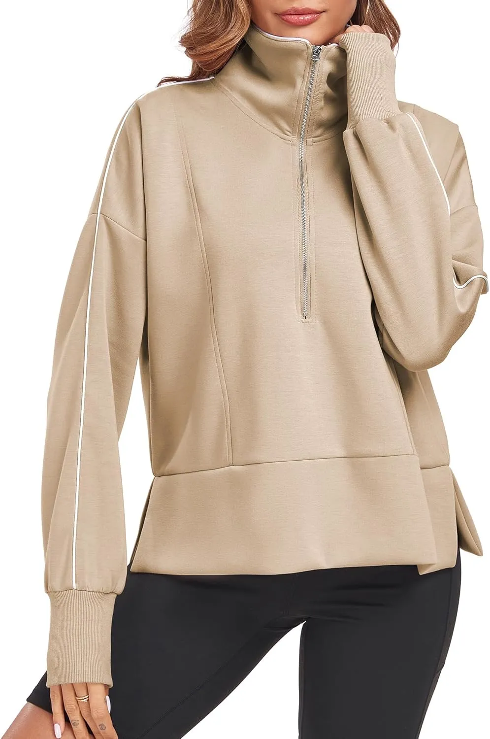 FUPHINE Women Cropped Sweatshirts Workout Half Zip Up Hoodies Long Sleeve Pullover Fashion Outfits Y2K Clothes 2024