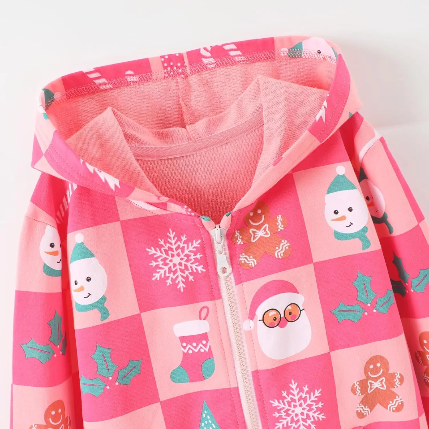HILEELANG Girl Zip-Up Hoodie Sweatshirt Christmas Cotton Fall Spring Lightweight Jacket Outerwear