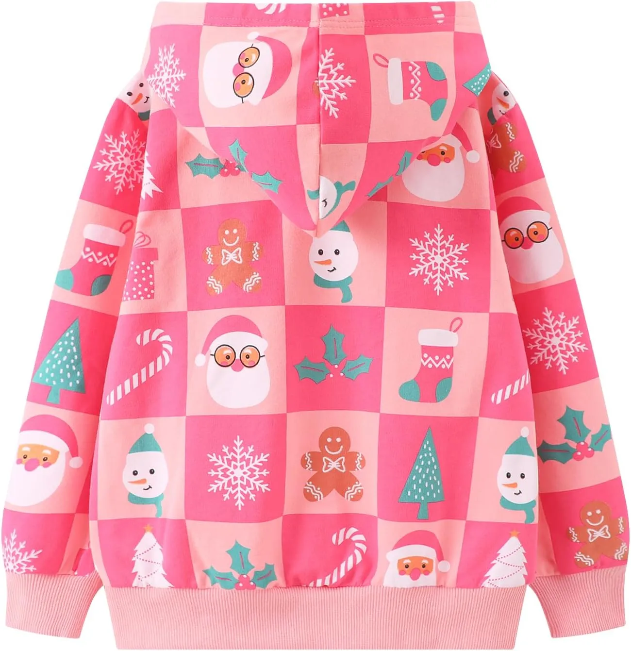 HILEELANG Girl Zip-Up Hoodie Sweatshirt Christmas Cotton Fall Spring Lightweight Jacket Outerwear
