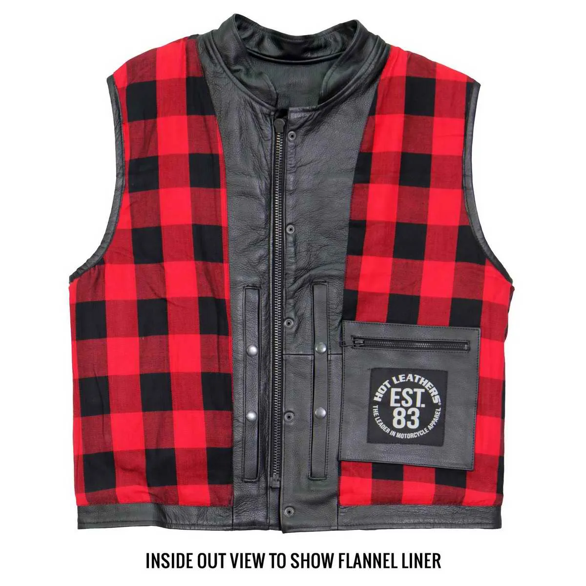 Hot Leathers VSM1060 Men's Black 'Flannel Red' Conceal and Carry