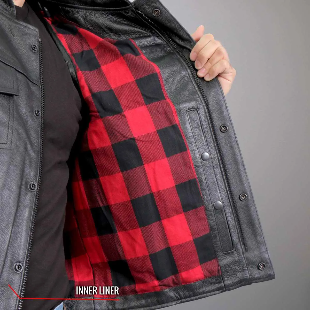 Hot Leathers VSM1060 Men's Black 'Flannel Red' Conceal and Carry
