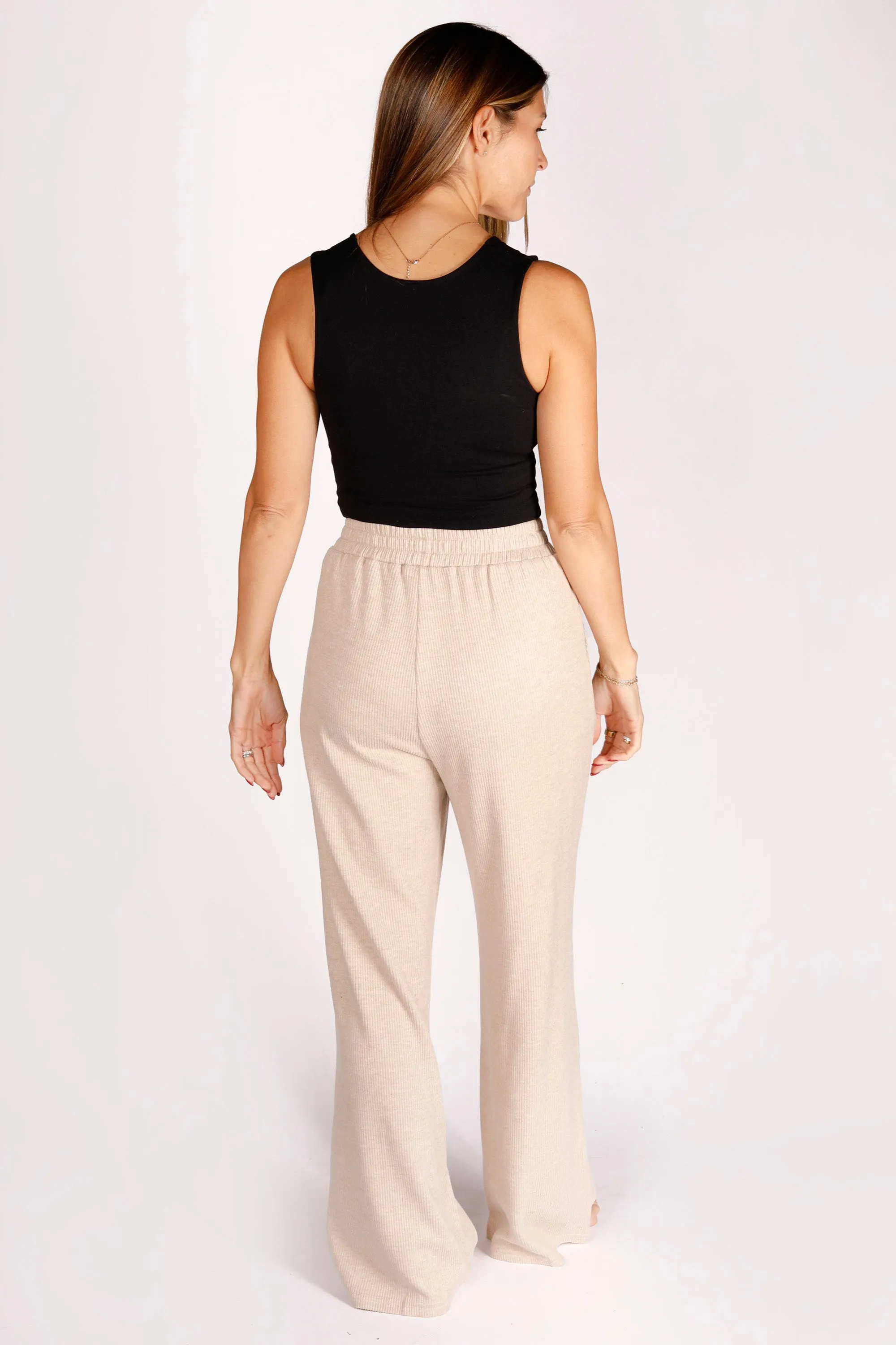 Latte Ribbed Lounge Pants