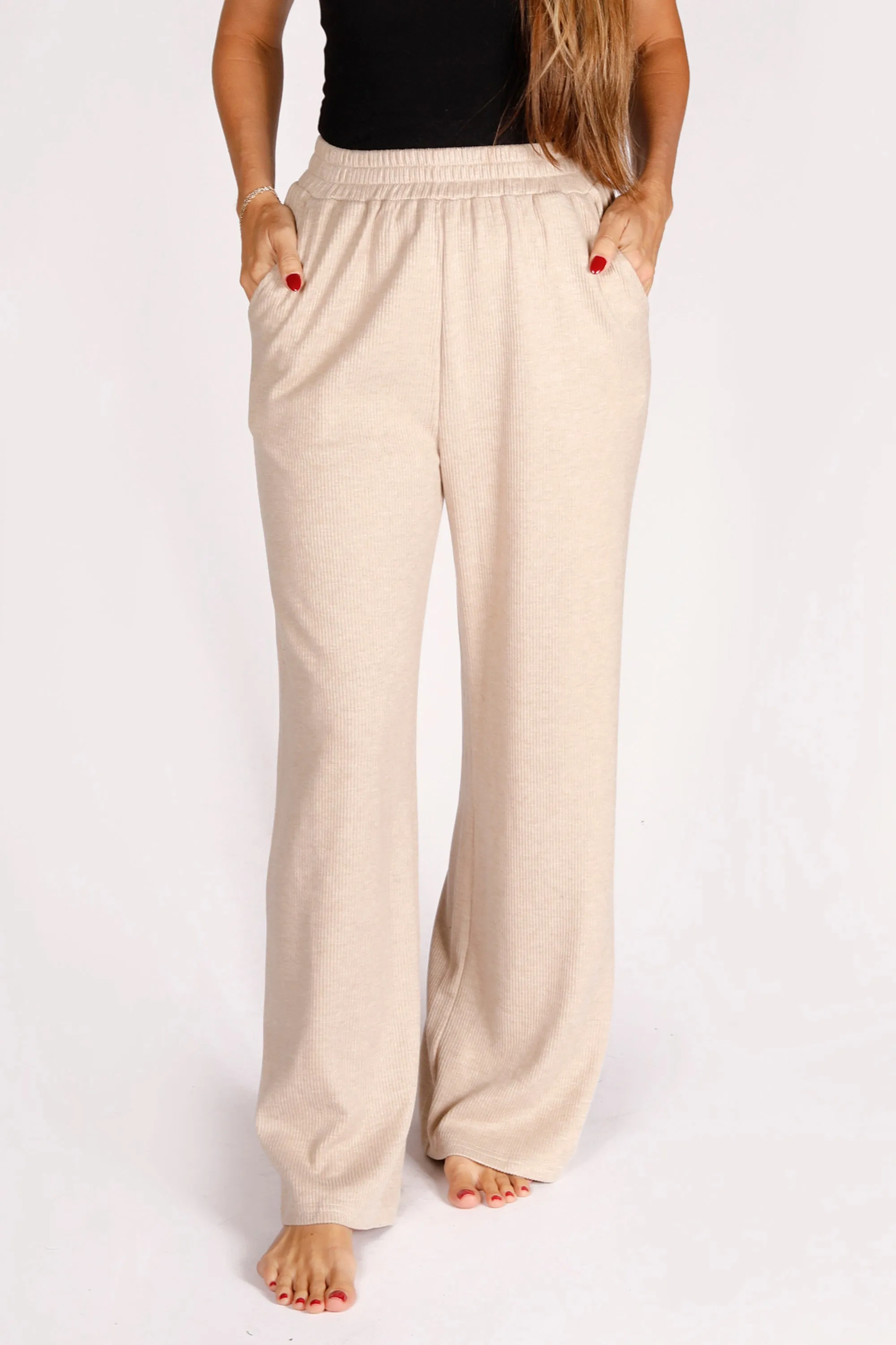 Latte Ribbed Lounge Pants