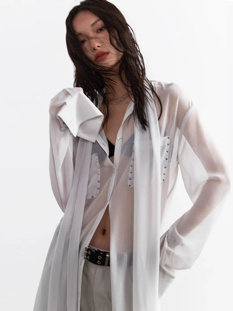 Long chiffon shirt【s0000008532】