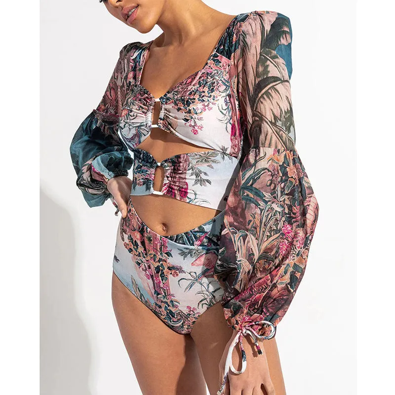 Long Sleeve Chiffon Swimsuit