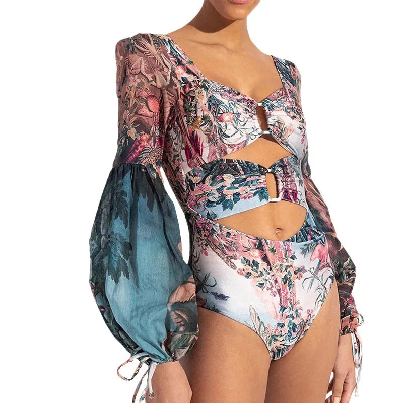 Long Sleeve Chiffon Swimsuit