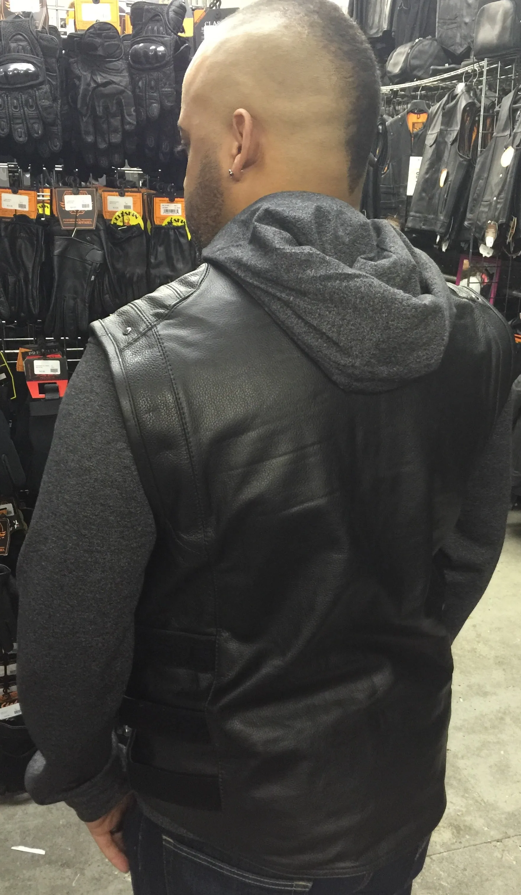 Milwaukee Leather MLM3530 Men's Black Swat Tactical Style Leather Vest Club Patch Accessible Single Panel Back Vest