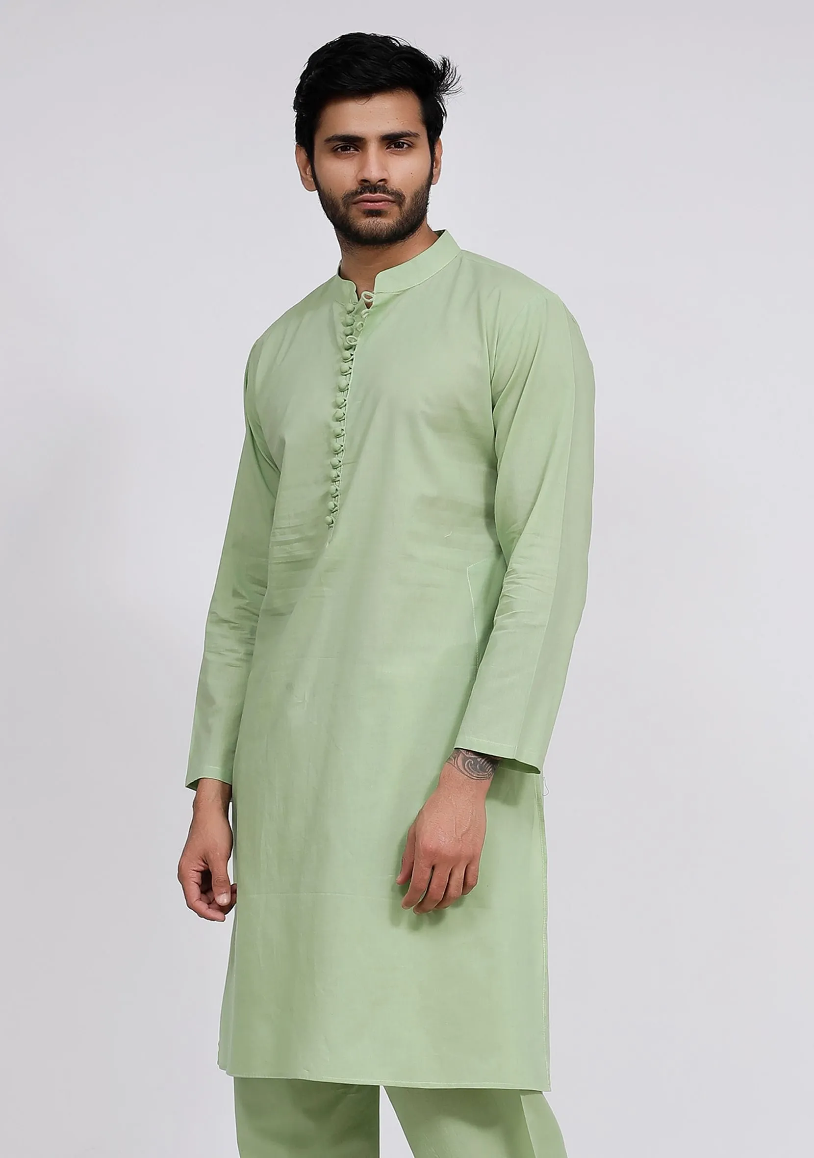 Mint Green cotton Button Down Kurta