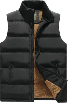 Msmsse Men's Winter Outerwear Vests Puffer Fleece Lined Quilted Vest Casual Sleeveless Jacket