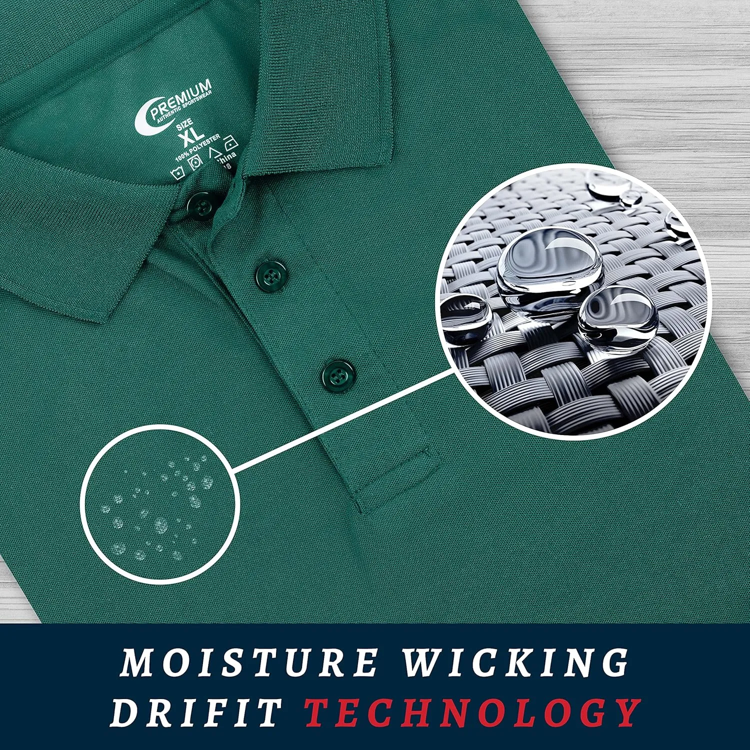 Premium Wear Men's High Moisture Wicking Polo T Shirts
