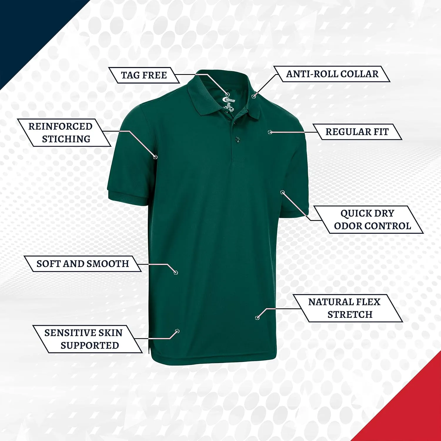 Premium Wear Men's High Moisture Wicking Polo T Shirts