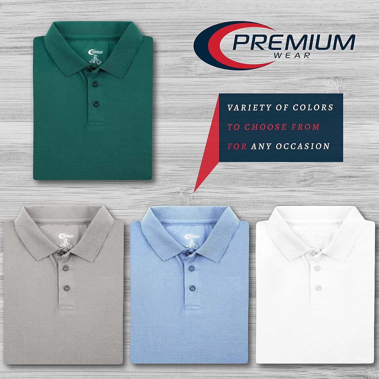 Premium Wear Men's High Moisture Wicking Polo T Shirts