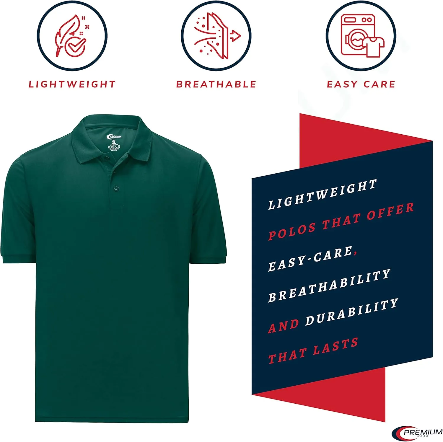 Premium Wear Men's High Moisture Wicking Polo T Shirts