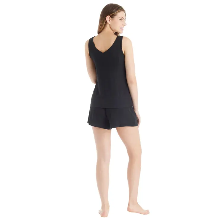 Rib Dream Double V-Neck Short Set