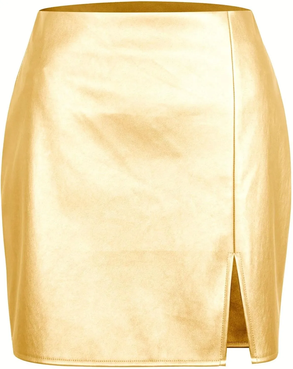 Sheface Women's Faux Leather Split Hem Short Skirt High Waist Slim Fit Mini Skirts Pu Leather Bodycon Pencil Skirt