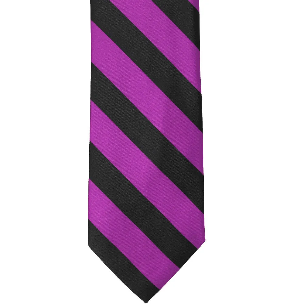 Shocking Violet and Black Striped Tie