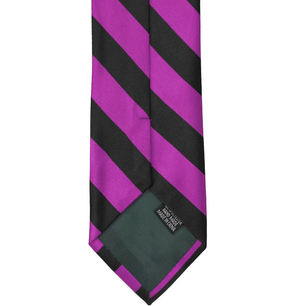 Shocking Violet and Black Striped Tie