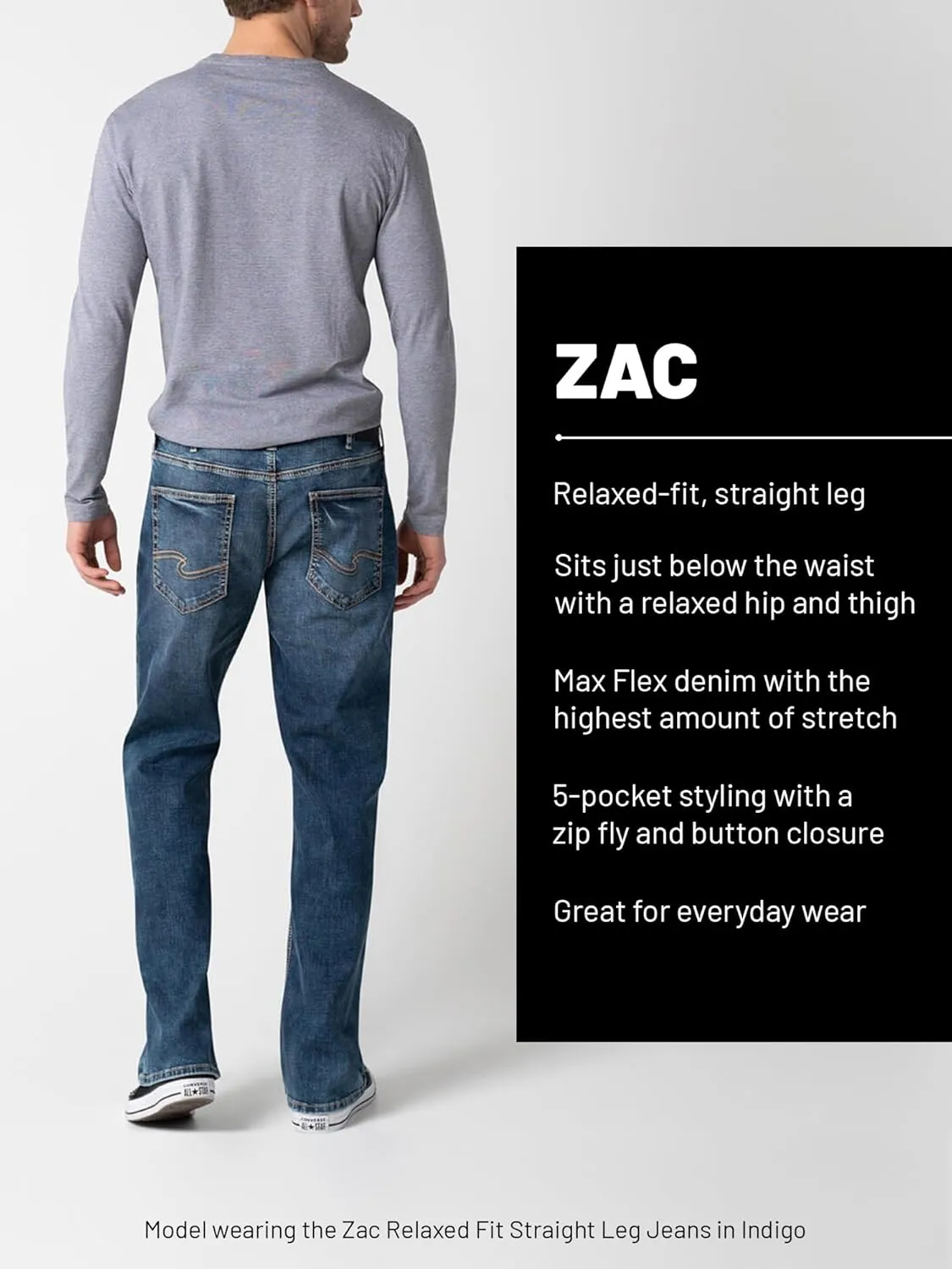 Silver Jeans Co. Men's Zac Relaxed Fit Straight Leg Denim Jeans