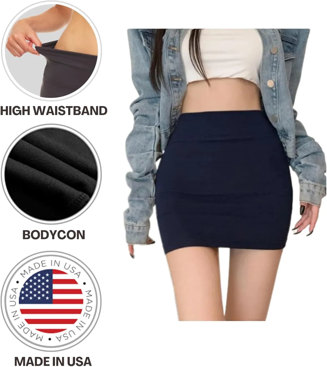 Sweet Hearts Faux Leather Pencil Skirt for Women- Midi Below Knee Office Skirt Mini Bodycon Skirt Made in USA