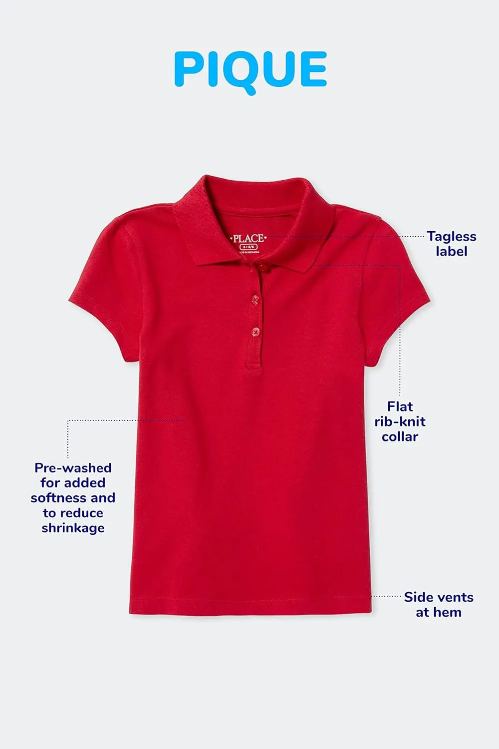 The Children's Place Girls' Long Sleeve Ruffle Pique Polo