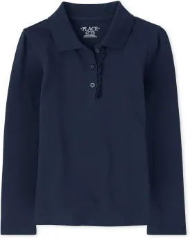 The Children's Place Girls' Long Sleeve Ruffle Pique Polo