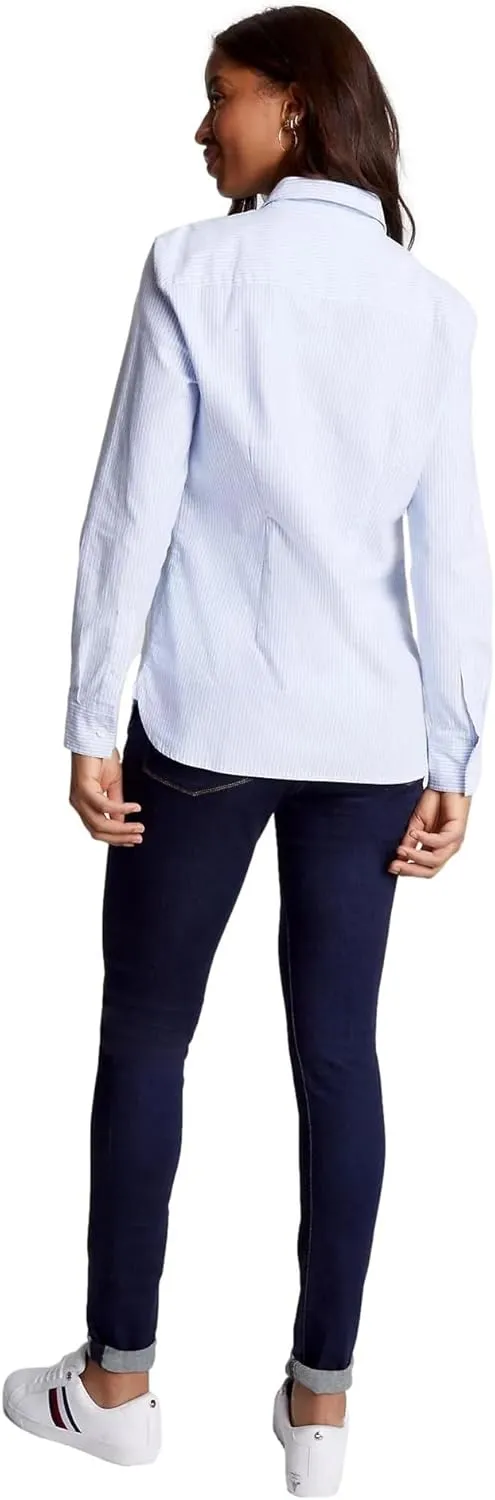 TOMMY HILFIGER Women's Regular Fit Stretch Cotton Long Sleeve Button Down Shirt Collection 2025