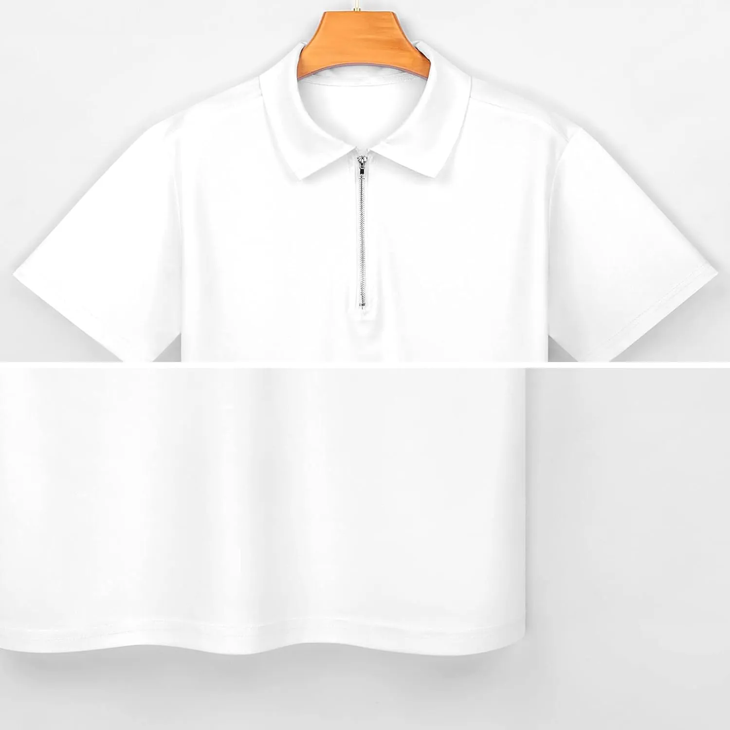 Waffle Trendy Polo Shirts for Men Short Sleeve Lapel Collar Zipper T-Shirts Outdoor Sports